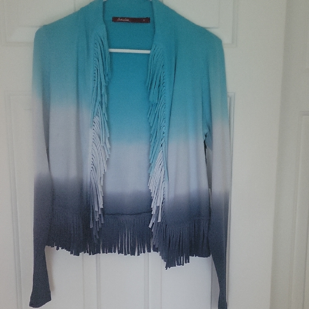 NEW! Barbara Lesser Ombre Fringe Cardigan